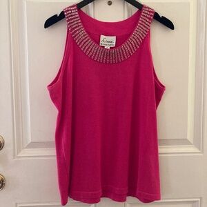 Linea by Louis Dell'Olio Sweater Tank/ Beading/Fuchsia/Size M/NEW/REDUCED PRICE!
